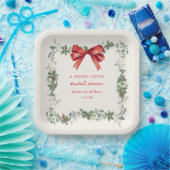 Rode Strik Kerstmis Bruidsfeest Papieren Bordje (Feest)