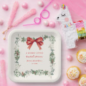 Rode Strik Kerstmis Bruidsfeest Papieren Bordje (Feest)