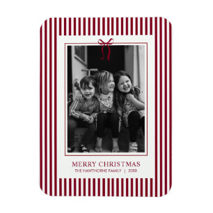 Rode strik lint kerst familiefoto magneet