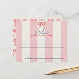 Rode strik met roze lint baby shower advieskaart