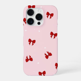 Rode strik op roze telefoonhoesje iPhone 16 pro hoesje