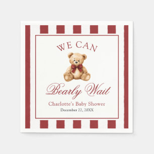 Rode strik teddybeer We Can Bearly Wait babyborrel Servet