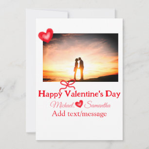 Rode strik valentijnsdag foto naam hart liefde  kaart