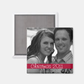 Rode Strip Kerstvakantie foto magneet (Voorkant / Achterkant)