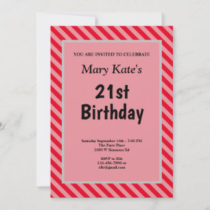 Rode Stripes met Birthday Party Kaart