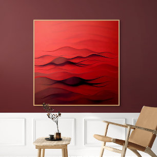 Rode Stroom – Abstracte Rode Golven in Beweging Canvas Afdruk