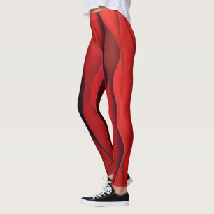 Rode Stroom – Abstracte Rode Golven in Beweging Leggings