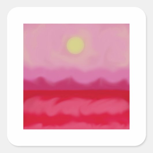 Rode Sunset Ocean Vierkante Sticker (Voorkant)