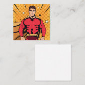 Rode superheld vierkante visitekaartje (Voorkant / Achterkant)