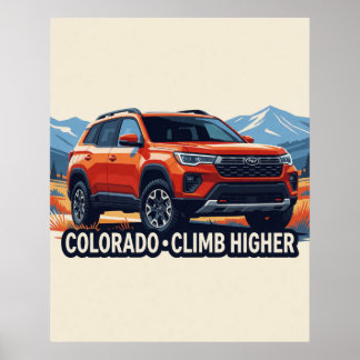 🏔️ Rode SUV Colorado Avontuur Berg🚗 Poster