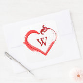 Rode Swoosh Hart Stickers met Monogram Initiaal (Envelop)