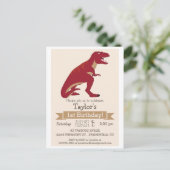 Rode T-Rex Dinosaur Kind verjaardagsfeestje uitnod Uitnodiging Briefkaart (Staand voorkant)
