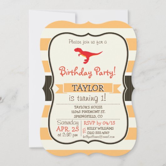 Rode T-Rex dinosaurus; Oranje strepen Kaart (Voorkant)