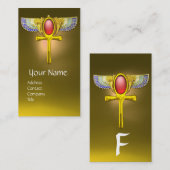 RODE TALISMAN/ EGYPTIAN WINGANKH MET CORNUCOPIA VISITEKAARTJE (Voorkant / Achterkant)