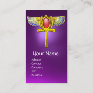 RODE TALISMAN/ EGYPTIAN WINGANKH MET CORNUCOPIA VISITEKAARTJE