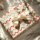 Rode Tan Chevron Kerstmis Cadeaupapier