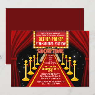 Rode tapijt Hollywood Birthday Celebration Inv Kaart