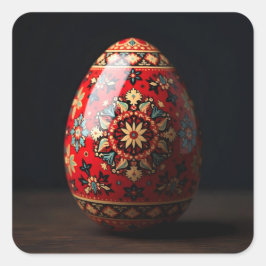 Rode Tapijt Paasei Vierkante Sticker