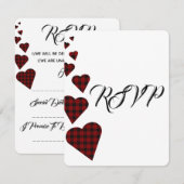 Rode Tartan bruiloft RSVP Kaartje (Voorkant / Achterkant)