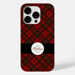Rode tartan geruite winter kerstpatroon Monogram Case-Mate iPhone 14 Pro Hoesje