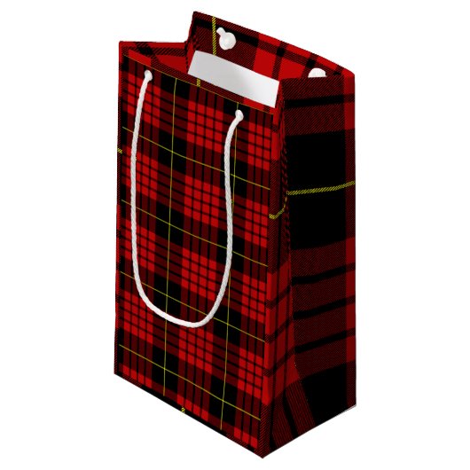 Rode Tartan Gift Bag Klein Cadeauzakje (Voorkant Gekanteld)