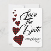 Rode Tartan Huwelijk Save The Date Kaart (Voorkant)