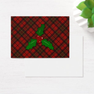 Rode tartan kerst ruitpatroon vakanties Hulst tak Visitekaartje