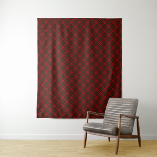 Rode tartan Kerstmis plaid winter feestdagen patro Wandkleed