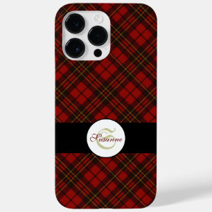 Rode tartan kerstpatroon Personaliseer Monogram Case-Mate iPhone 14 Pro Max Hoesje