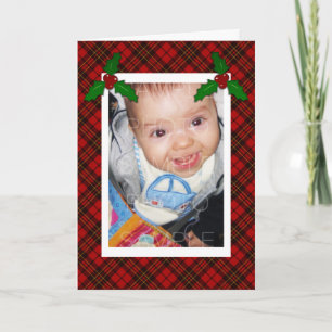 Rode tartan plaid Kerst foto groet Feestdagen Kaart