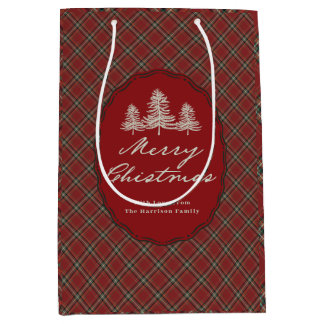 Rode Tartan Schotland Geruite Gepersonaliseerde Ke Medium Cadeauzakje