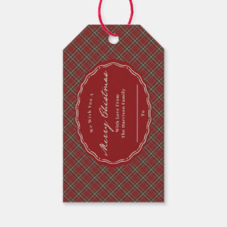 Rode Tartan Schotlandse geruite gepersonaliseerde Cadeaulabel