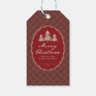 Rode Tartan Schotlandse Geruite Gepersonaliseerde Cadeaulabel