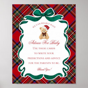 Rode Tartan Schotse Kerstbeer Advies voor Baby Poster