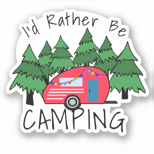 Rode Teardrop Camper Sticker (Voorkant)