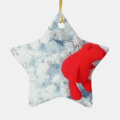 Rode Teddy-beer in de kerstboom Keramisch Ornament (Achterkant)