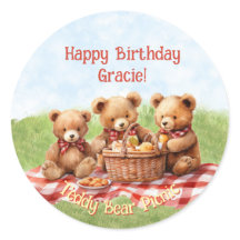 Rode teddybeer picknick verjaardagsfeest Sticker