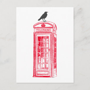  Rode Telefoon Booth & Raven Briefkaart