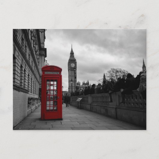 Rode telefooncel in Londen briefkaart (Voorkant)