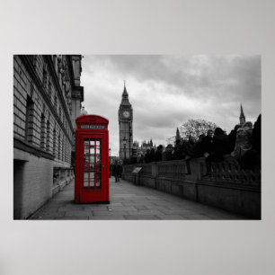 Rode telefooncel in Londen poster print