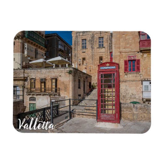 Rode telefooncel in Valletta Malta Magneet (Horizontaal)