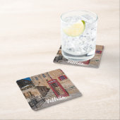 Rode telefooncel in Valletta Malta Vierkante Kartonnen Onderzetter (Insitu)