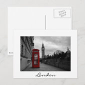 Rode telefoondoos in het witte briefkaart van Lond (Voorkant / Achterkant)