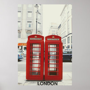 Rode telefoonhokjes Londen Icoon Poster