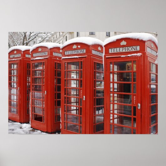 Rode telefoons bij Big Ben Poster (Voorkant)