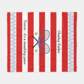 Rode tennis, gepersonaliseerde strips fleece deken (Voorkant (Horizontaal))