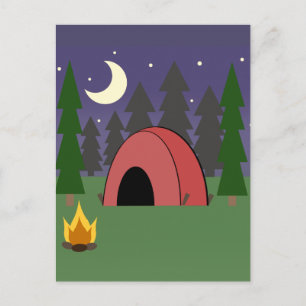 Rode Tent Camping Verjaardagsfeest Briefkaart Uitn