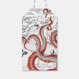 Rode Tentakels octopus  kaart Cadeaulabel
