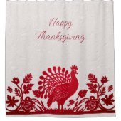 Rode Thanksgiving Turkije Bloemen Douchegordijn (Voorkant)