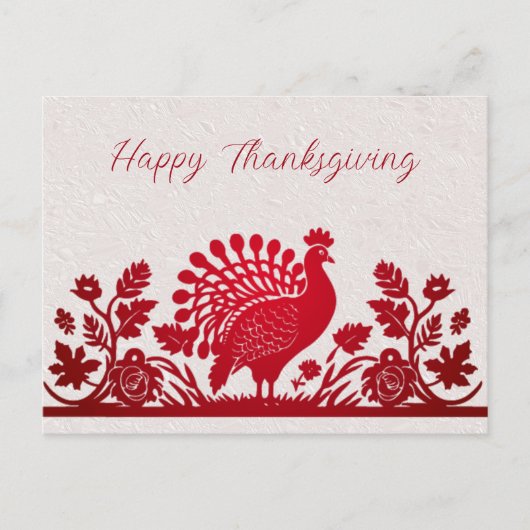 Rode Thanksgiving Turkije Floral Briefkaart (Voorkant)